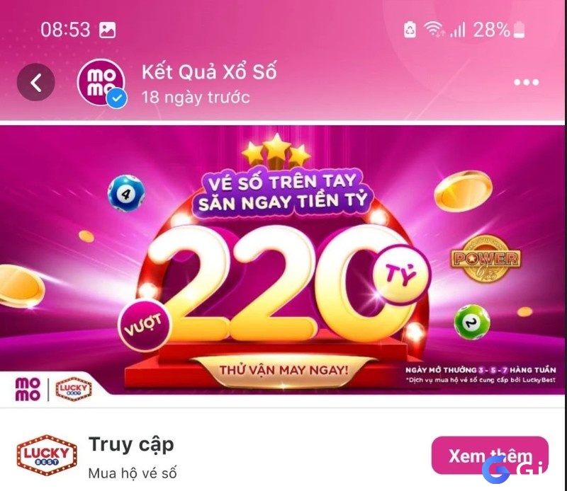 Mua xổ số vietlott ở đâu - Thực hiện mua vé số Vietlott thông qua Momo