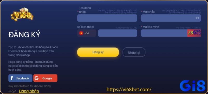 Đăng ký Vi68 như thế nào?