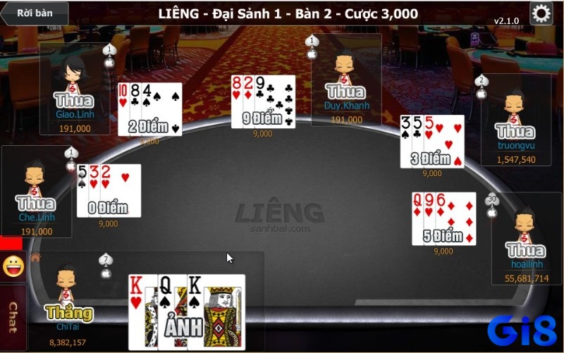 Độ lớn giá trị 3 lá bài liêng