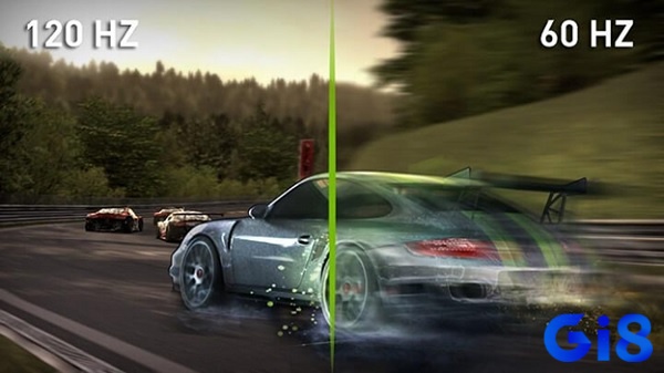 Game Mode” và PC gaming với cấu hình cao, biểu đồ fps minh họa sự khác biệt giữa 30fps và 60fps trong đua drag.