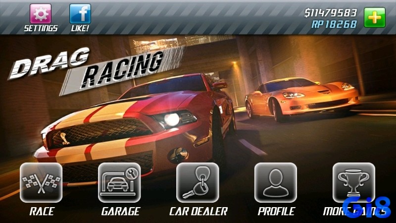 Hình ảnh mô tả màn hình khởi động của một game drag racing trên điện thoại