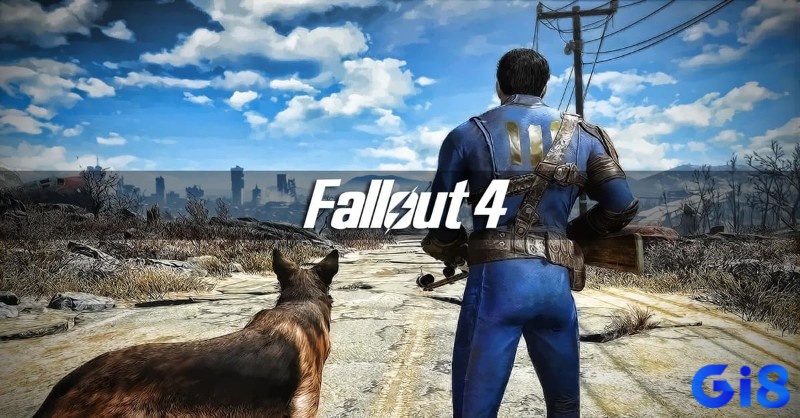Giao diện chính tựa game fallout 4 bắt đầu hành trình tìm con giữa thế giới hậu tận thế tàn khốc.