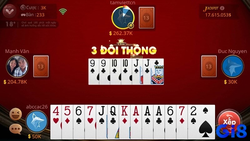 Trong Tiến lên thì mỗi anh em giữ 13 lá bài, bắt đầu bằng 3 Bích nhỏ nhất và lần lượt đánh các lá mạnh hơn theo thứ tự giá trị và chất